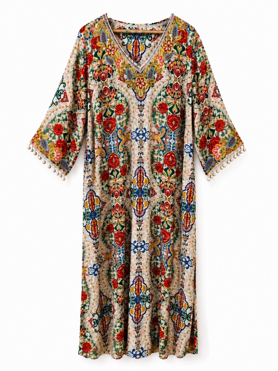 Soft Surroundings Dresses & Skirts - Soft Surroundings Ipanema Embroidered Beaded Caftan Maxi dress in Rio Rainbow